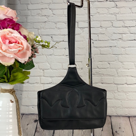 KT Leather Designs Handbags - KT LEATHER DESIGNS Custom By Karen Taber Black Leather 3 Compartment Belt Pouch